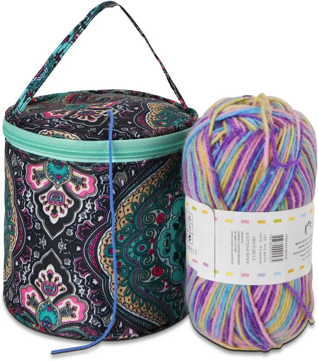 Coopay mini yarn bag, small wool bag for children and beginners, yarn storage for storing balls of wool and knitting needles/crochet hook set and ongoing project