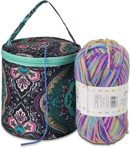Coopay mini yarn bag, small wool bag for children and beginners, yarn storage for storing balls of wool and knitting needles/crochet hook set and ongoing project