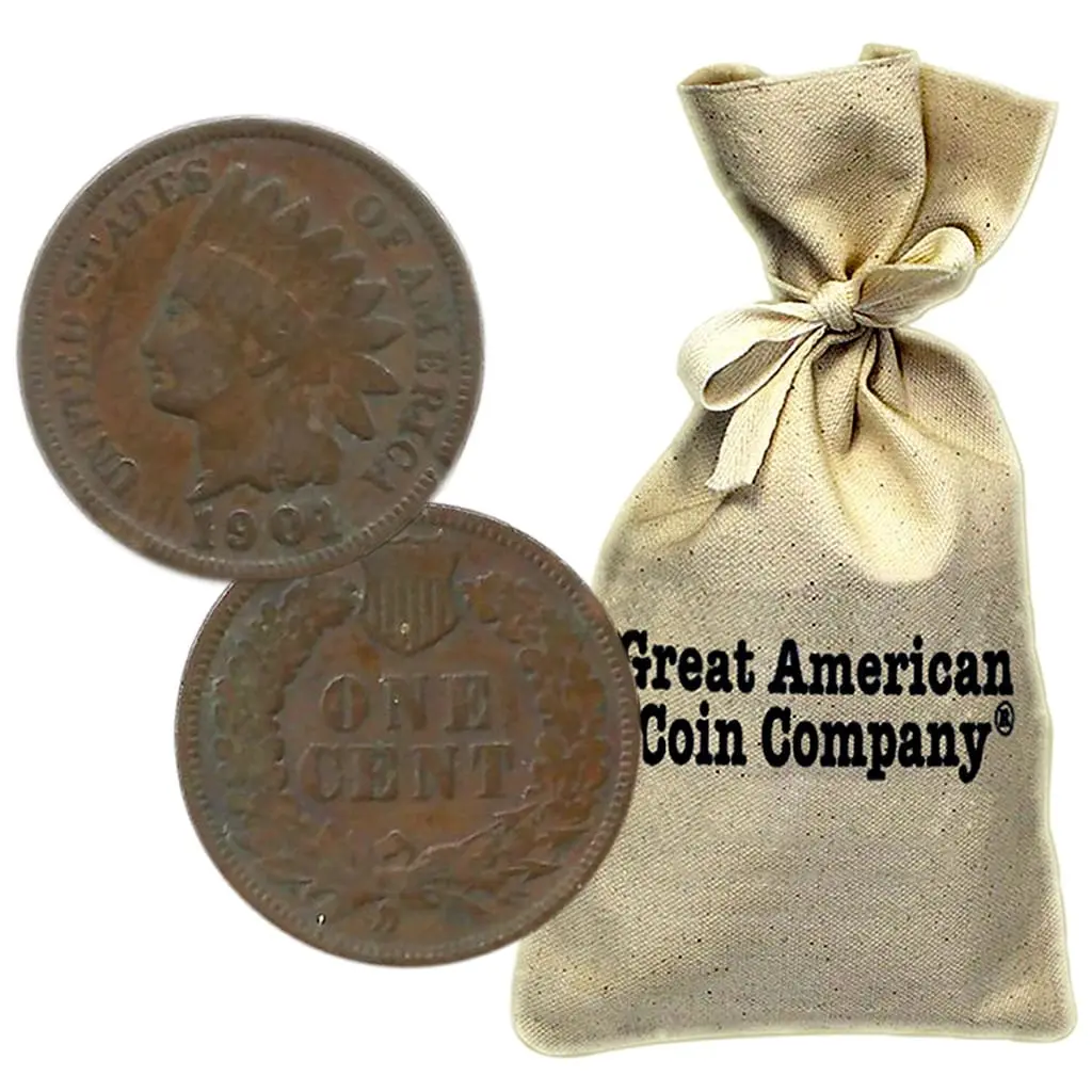 Bag of 1,000 Circulated Indian Head Cents Random Dates