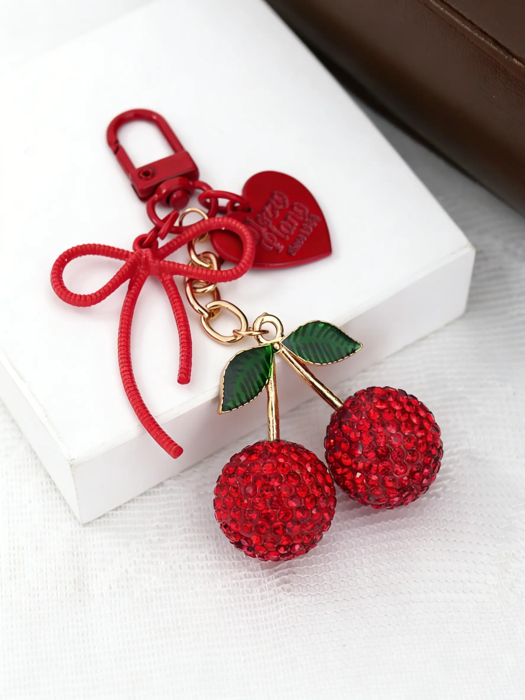 Bag Pendant Red Rhinestone Cherry Bag Charm, Sparkly Bag Charm, Purse Charm 3d Accessories Not Easy To Rust Or Damage Gifts For Friends, Bags, Boxes And Keys Keychain Charms