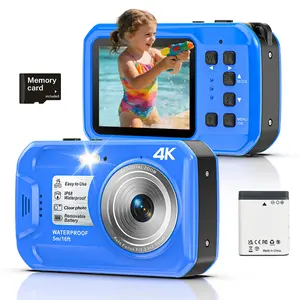 Waterproof Digital Camera, Autofocus Underwater Camera, IP68 16FT Waterproof Camera with Memory Card, Compact Vlog Camera for Snorkeling, Beach, Pool & Kids Travel Charging Rechargeable,