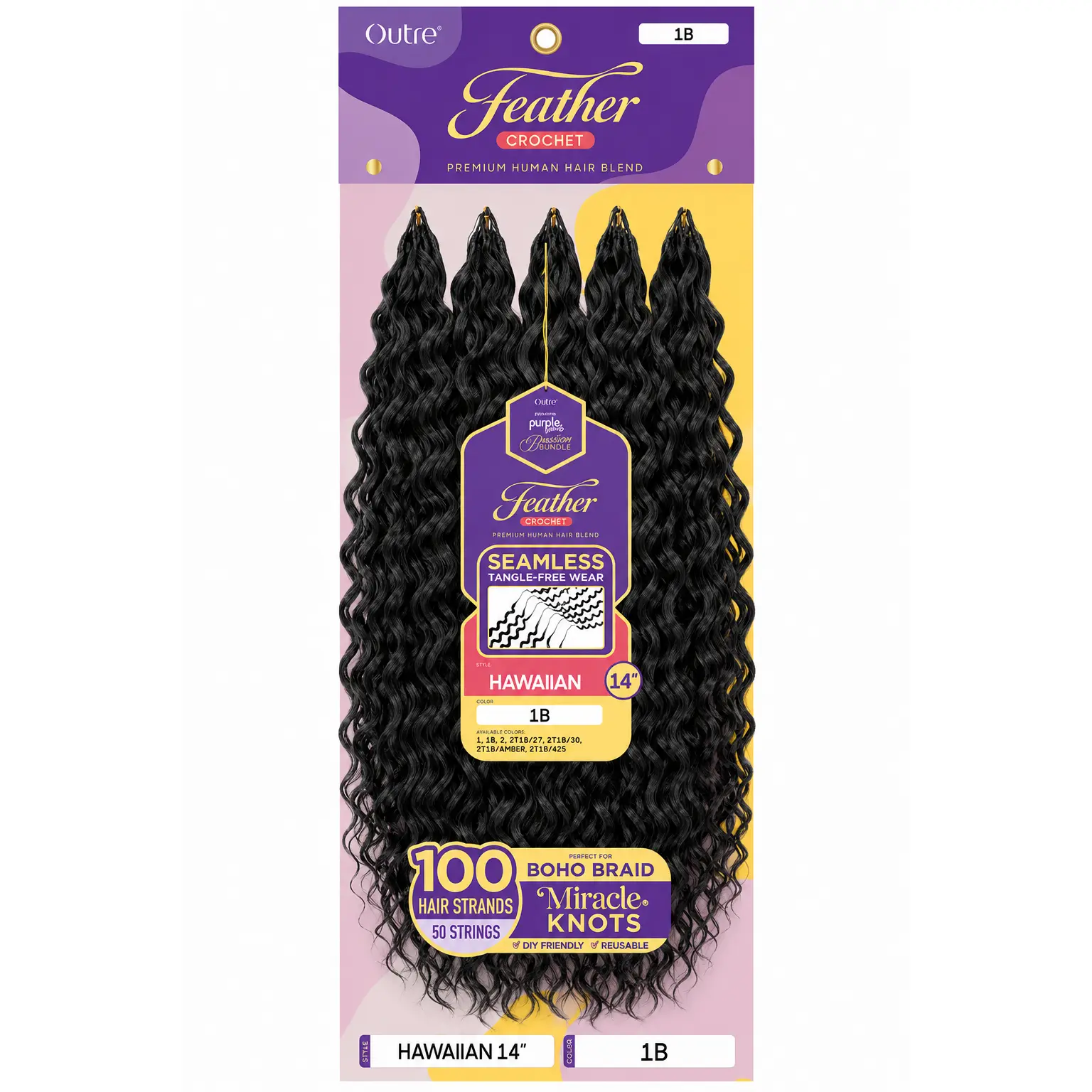 Outre Purple Pack Brazilian Bundle - Feather Crochet Hawaiian 14"