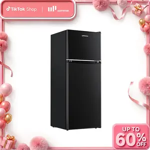 Upstreman mini fridges 4.0 Cu.Ft with Freezer Double Door Adjustable Thermostat Large Capacity Stainless Steel Energy Efficient Quiet Operation