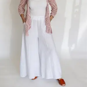 Palazzo Linen Pants amelia S-1XL. White Wide Leg Trousers for Women Comfortable Stylish Linen Fabric