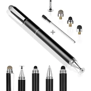 P-KSP01    Stylus Pen, 4 in 1 Disc Stylus Pens for Touch Screens, High Precision and Sensitivity Universal Capacitive Stylus, Stylist for Tablets,iPhone,iPad,Laptops with 4 Replacement Tips - Black