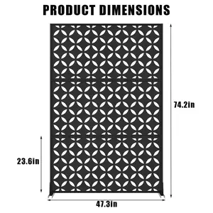 Garvee Metal Privacy Screen with Decorative Outdoor Divider Panels, 74 Inches High x 47 Inches Wide, Non-Embedded Patio Partition for Deck