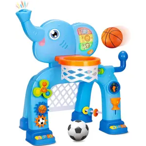 Toddler Basketball Hoop & Soccer Goal, Toys  1 2 3 Year Old Boys Girls, Kids Sports Toy with Light Sound Music, Toys  Baby 12-18 Months, Christmas Birthday Gifts  Ages 1-3(Blue)