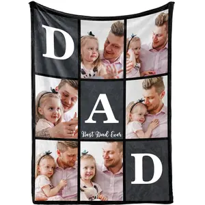Fathers Day Blanket Gifts Custom Blankets with Photos Dad Gifts Personalized Picture Throw Blanket for Daddy Father Grandpa