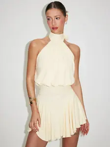 Cider Stand Collar Sleeveless A-Line Mini Dress with Scarf