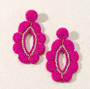 Women's Watermelon Lemonade Seed Bead Drop Earrings - Colored Shaped Earrings with Metal Coating, Ideal for Daily Wear & Special Occasions