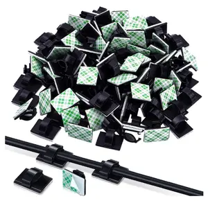100 Pieces Adhesive Cable Clips Wire Clips Cable Wire Management Wire Cable Holder Clamps Cable Tie Holder for Car, Office and Home