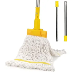 Professional Commercial Industrial Heavy Duty Mop with 48" Long Handle,Cotton Wet Commercial Mops for Floor Cleaning,Home,Kitchen,Office,Garage and Concrete Tile Floor