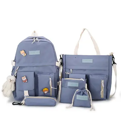 ☆NOIAGO☆ Nylon Over Backpack Blue Noiago Korean Backpack ☆NOIAGO☆ Nylon Over Backpack Blue Noiago Korean Backpack