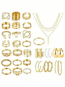 Women's Elegant Vintage Matching Jewelry Set, Necklaces Earring Bracelet, Fashion Jewelry for Party, Trendy All-match & Exquisite Jewelry for Birthday Gift