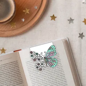 Flower Butterfly Double Sided Magnetic Bookmark - Perfect for Book Lovers
