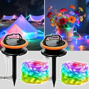 Solar Powered Outdoor String Lights 2026 Model 100 LEDs 33 Feet White Multicolor Fairy Lights 8 Modes IP44 Waterproof for Gardens Yards Trees Christmas Parties Weddings Holiday Decorations