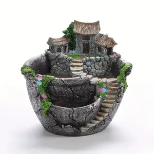 Retro Country Design Rustic Flower Pot, Creative Three-compartment Flowerpot, Garden Pot for Gardening Enthusiasts, Garden Supplies