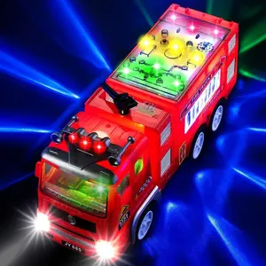 Fire Truck Toy for Boys, Girls, Kids, w/ 4D LED Lights, Toddlers - Age 3+ Fire Engine Push Toy Car for Little Fireman Real Firetruck Siren Sound, Bump & Go – Ideal Birthday