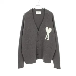 Pre-owned Other Other Small Leather Goods AMI Heart Logo Alpaca Cardigan