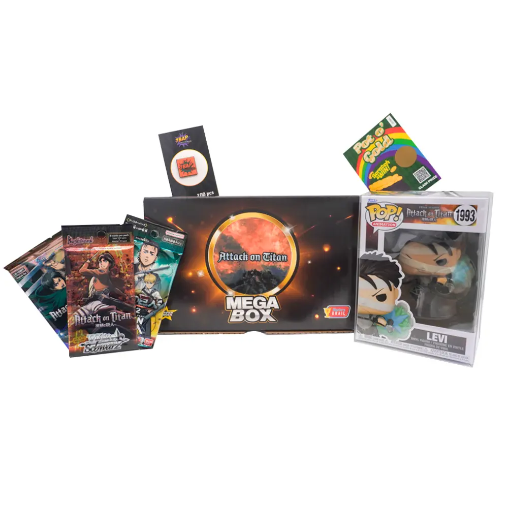 Attack On Titan Mega Box - Funko Pop, Booster Packs, Enamel Pin & Bonus Items