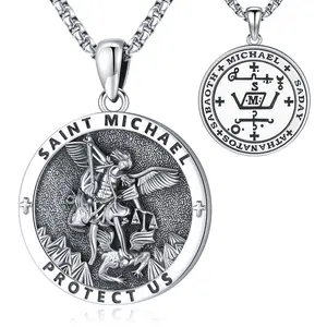 925 Sterling Silver Saint Michael Pendant Necklace for Men Women 925 Sterling Silver Saint Michael Pendant Necklace for Men Women