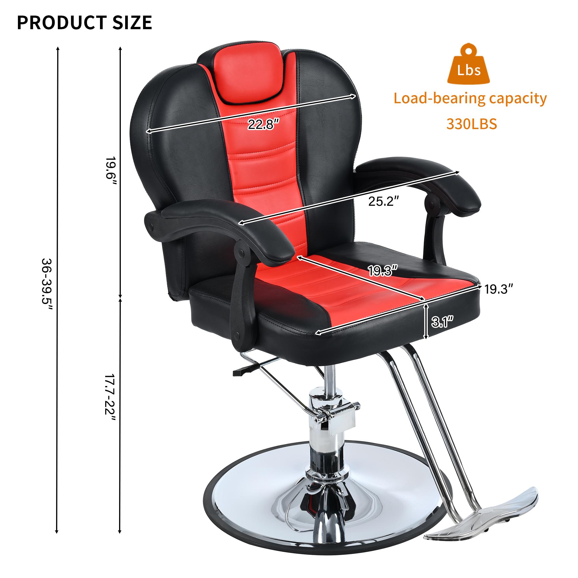 Black Reclining Salon Barber Chair for Hair Stylist, Professional Hair Stylist Chairs with Heavy Duty Hydraulic Pump, All Purpose Styling Hairdresser Braiding Shampoo Chair for Spa Home Euipment Barber Salon Chair for Hair Stylist