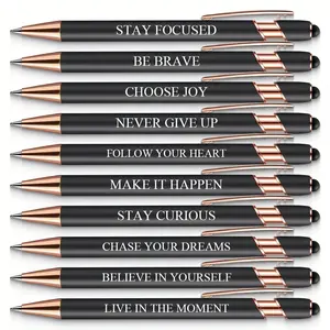 10-Piece Inspirational Pen Set, Touchscreen Writing Pens, Engraved Motivational Quotes, Ideal for Writing and Digital Devices