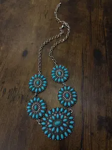 Turquoise Cluster Western Statement Necklace Southwestern Cowgirl Jewelry
