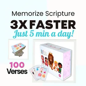 Bible Prodigies Memory Cards - 100 Verses for All Ages, 3 Levels, Durable Storage Box, Visual Memory System, Memorize 3X Faster