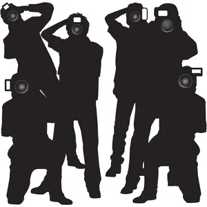 2-Count Paparazzi Cutouts, Thin Printed Clear Plastic Hollywood Photographers Wall Backdrop Decorations, Awards Night Decor & VIP Celebrity Photo Prop for Parties, 5' 3"
