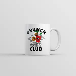 Brunch Club Mug Funny Sarcastic Breakfast Graphic Novelty Coffee Cup - 11oz Funny Coffee Mugs Ceramic Printed Drinkware Cup