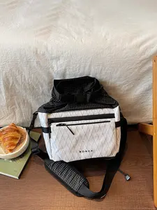1pc Ladies' functional crossbody bag, plaid nylon casual shoulder bag, multi zipper compartment daily handbag, adjustable wide shoulder strap city storage bag, suitable for commuting, campus and outdoor scenes