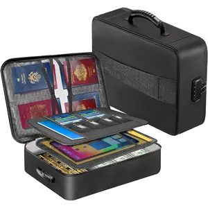Fireproof Document Box 5200℉ Heat Insulated, Lockable Document Organizer with Fire-Retardant Aluminum Foil Lining, Portable Multi-Layer Safe Storage for Important Documents for Home Travel