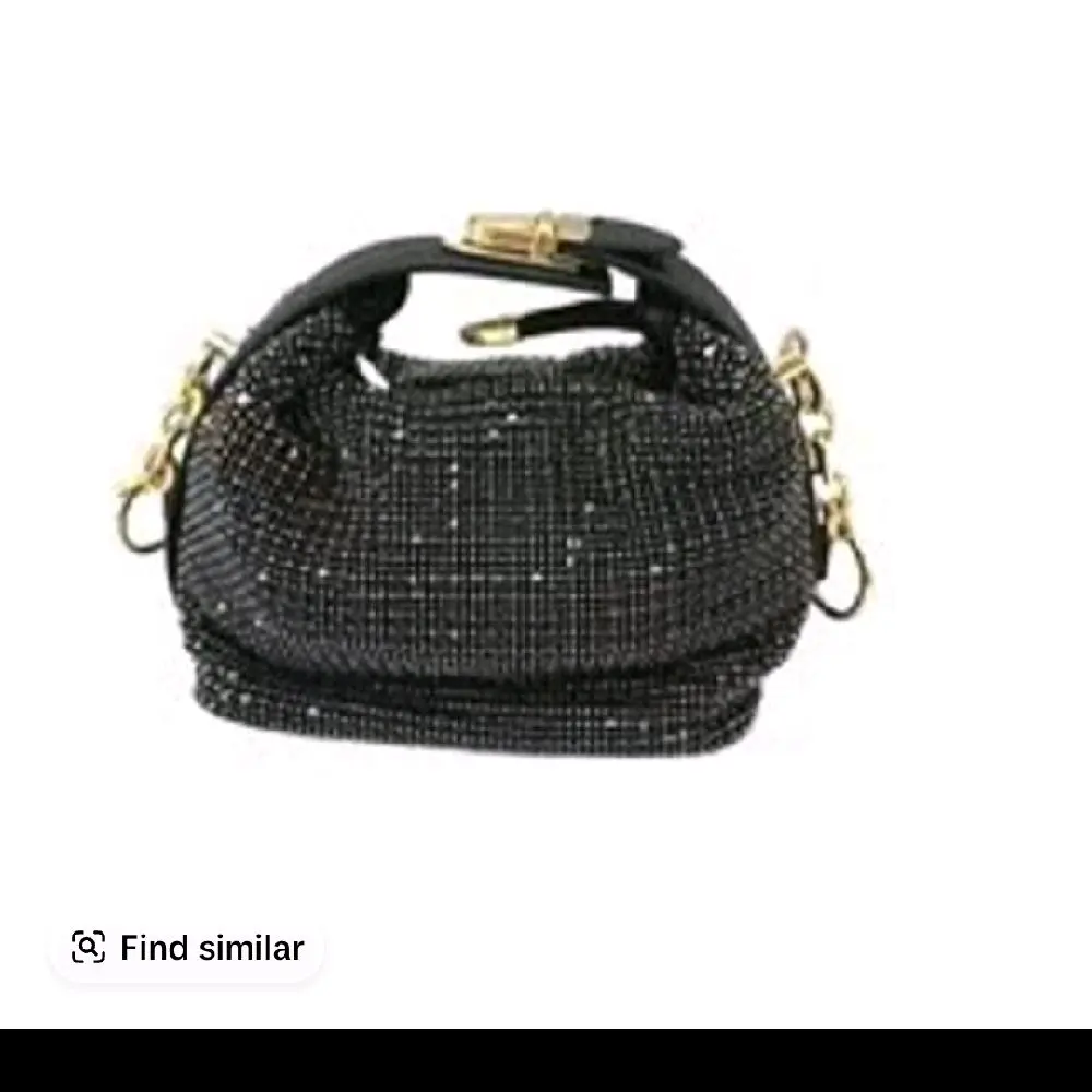 Bling Bling Bag - Black Beaded Handbag with Gold Chain Strap and Elegant Design