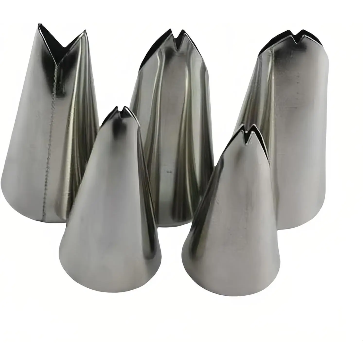 5- Stainless Steel Piping Tips Set for Cake Decorating -  Grade Icing Nozzles, Easy Clean Chrome Plated, DIY Baking Tools for Cupcakes, Cookies, Pastry -  for Beginners & Pros