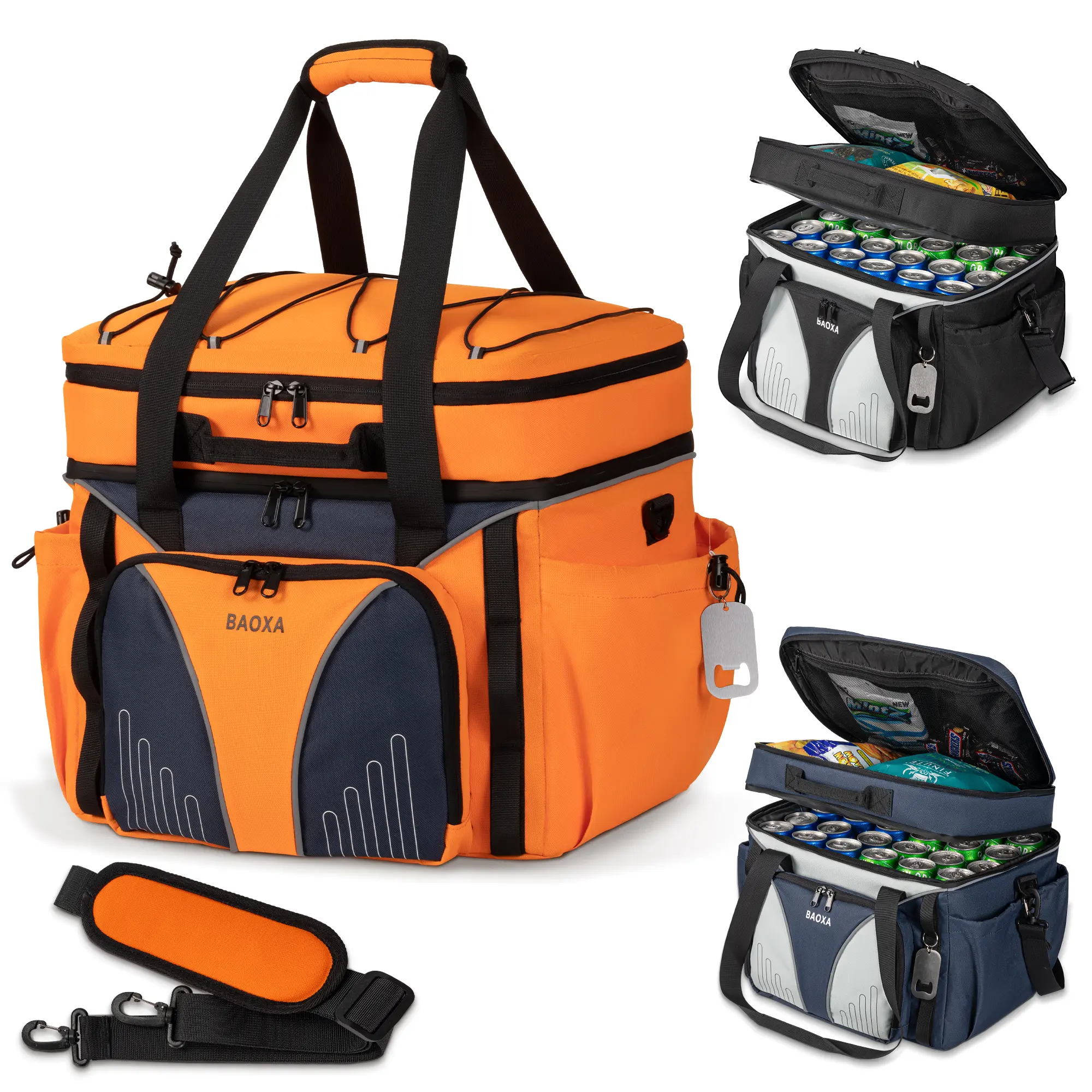 Large Insulated Cooler Backpack - Dual Compartment Oxford Fabric, 55-Can Leak-Proof Collapsible Outdoor Gear Storage Bag for Camping, Beach, Home Organizer Supplies
