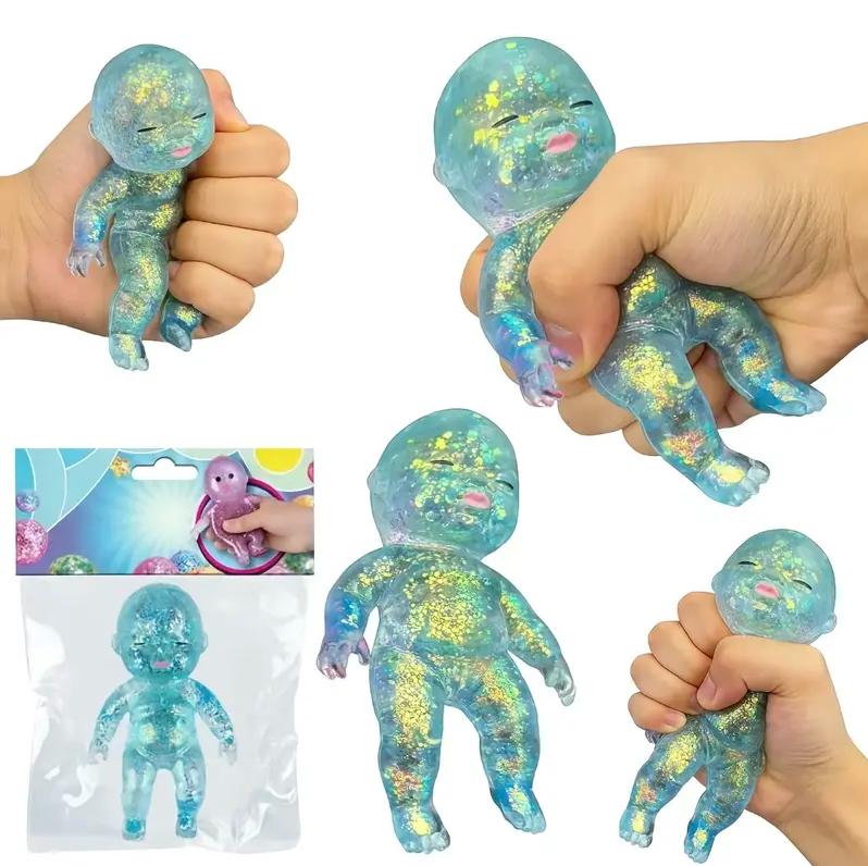 Jumbo Sparkly Squishy Toy – Curiosities Sugar Swaps Baby Squishie – Great for Stretching, Squeezing, Collecting & Trading – Sensory Fidget for Anxiety Relief, Kids & Adults