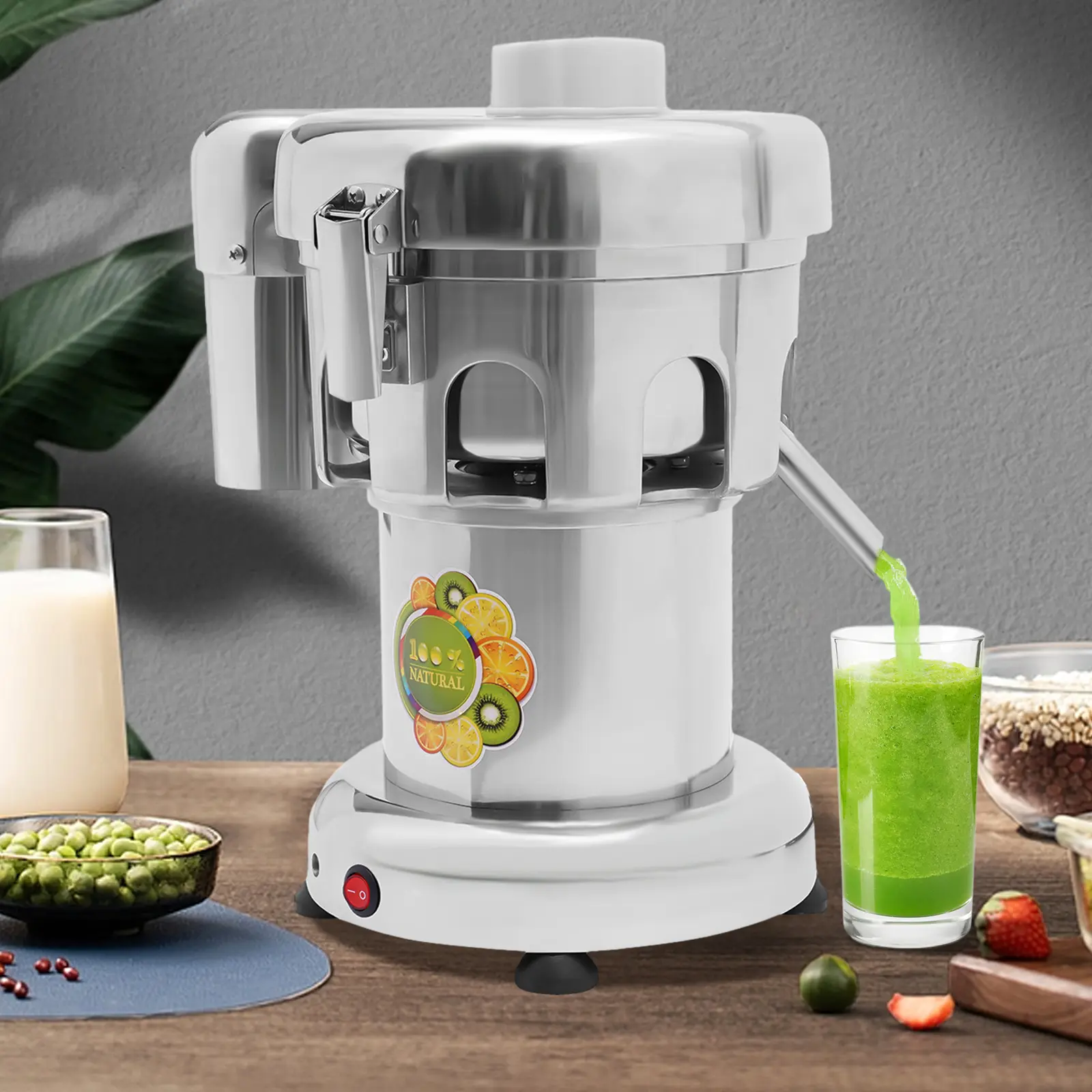 CNCEST 110V Fruit Juice Extractor - Heavy-Duty Juicer Machine with 2800 RPM Motor, Silent Turbocharged Function, Pulp Ejection, Large Feed Chute, Dishwasher-Safe Parts
