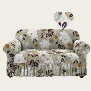 Modern Floral Print Elastic Stretch Sofa Cover, Pet-Friendly Polyester Fabric, Fits Single Twin Three Seater Sofas, Sofa Couch Covers