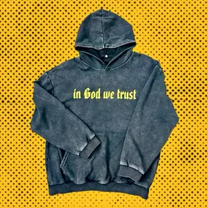 In God we trust Gray and Yellow Hoodie Christian Sweatshirt Womenswear Tops Comfort Long Sleeve Pullover Casual