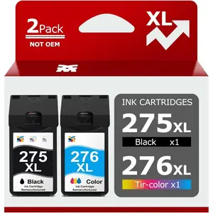 275XL 276XL Remanufactured Ink  Replacement for  275 and 276 XL PG-275XL CL-276XL Ink for  PIXMA TS3520 TS3522 TS3500 TR4720 TR4722 TR4700 Printers (1 Black, 1 Color Combo)