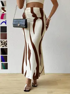 Zebra Stripe High Waist Mermaid Maxi Skirt, Slim-Fitting Sexy Long Skirt for All Seasons, Trendy Casual Wear with Multiple Color Options