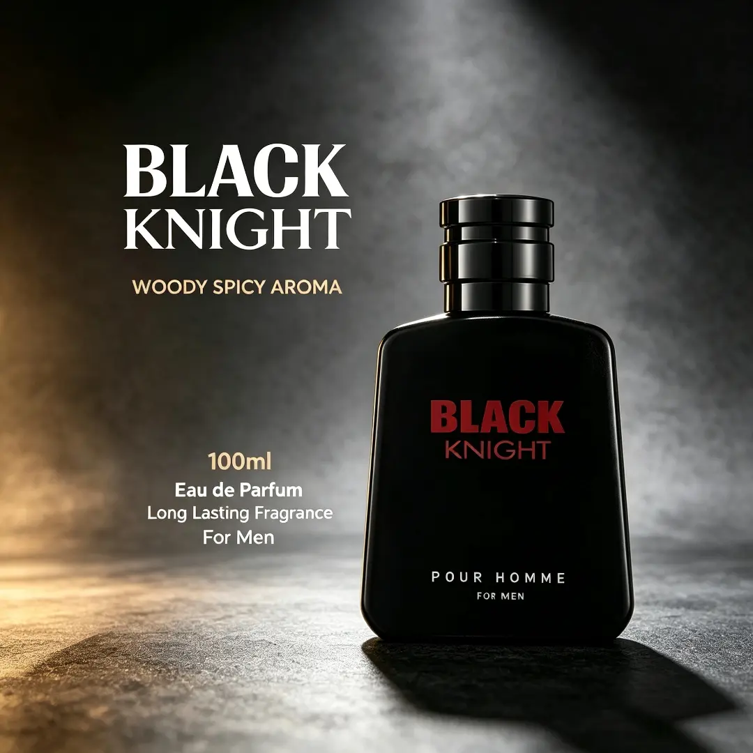 Black Knight Men’s Woody Eau Cologne, Citrus Spicy Scent With Citrus, Vanilla, Bergamot, Cedarwood, Oud & Musk, Gentle Long-Lasting Masculine Fragrance, 100ML Ideal Men Gift & Perfume Gift For Boyfriend Husband