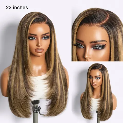 【LIVE】Luvme All-Day Comfort Wig 180% Density Blonde Highlight Butterfly Cut Layered Light Yaki Straight Glueless 7x6 Closure HD Lace Wig Pre-Cut Lace
