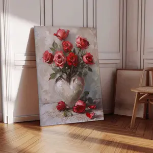 Valentine's Day Canvas Wall Art Poster, Romantic Canvas Pictures for Bedroom Living Room Decor, Sweet Couple Canvas Prints Valentines Gifts for Her Him