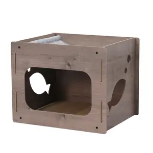Minimalist Cat Playhouse with a replaceable scratcher board feral