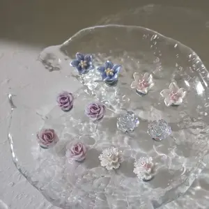 {Fashionable Earrings} Set of 6 pairs of magnetic clip-on earrings for women, no piercing required, forest-style camellia flower earrings, super elegant jewelry.