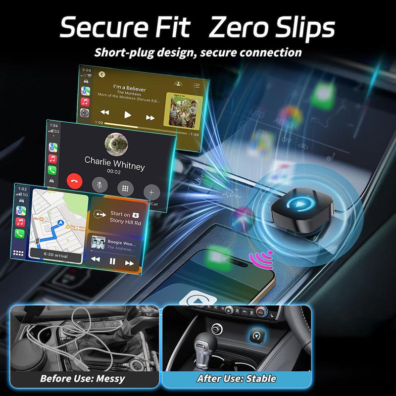 2026 Upgraded Wireless CarPlay, Compatible with iPhone and Android, converts Wired to Wireless, Supports Dual-Mode Bluetooth/WiFi Connectivity, Hands-Free Calls, Plug & Play, Car Video Players