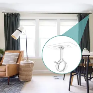 Self-Adhesive Curtain Rod Brackets, Ceiling Mounted No Drill, Damage-Free Curtain Rod Holders/hooks for Renters & Home Use