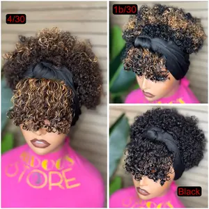 frange headband curly wig 100% human hair